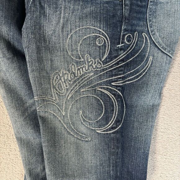 Akademiks Jeans Women’s Size 28x31 Embroidered Low Rise Boot Cut 90s Style Y2K - Picture 10 of 14